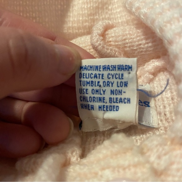 Vintage Baby Kisses Button Down Baby Bunting Hoodie Pink Sweater Bear Balloons - Picture 5 of 6